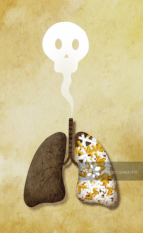 肺部装满香烟危害健康插画图片素材