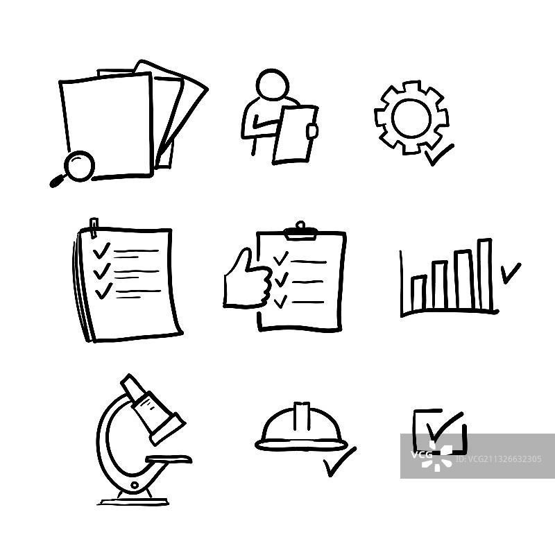 手绘简约检查相关线条图片素材