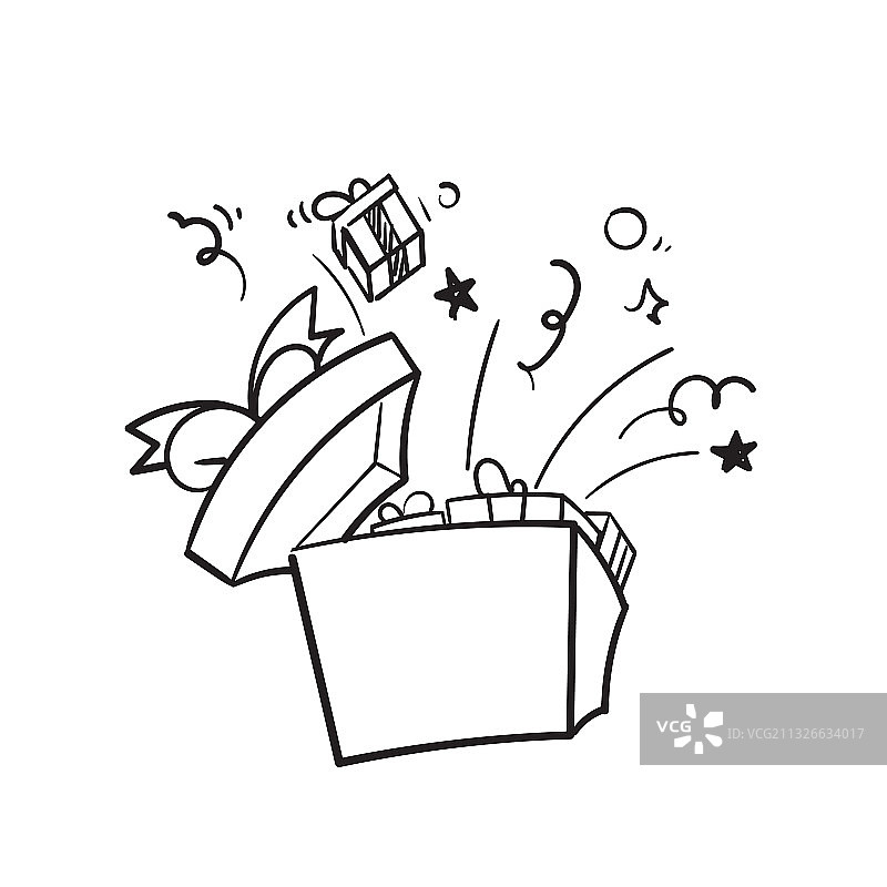 手绘涂鸦礼品盒图标图片素材