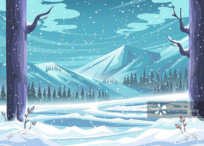 冬季雪山溜冰场图片素材