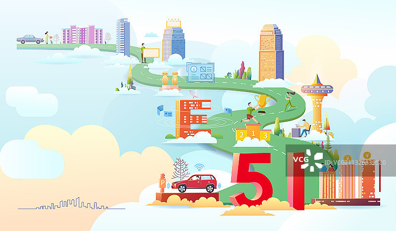 51劳动节城市人物建设生活场景矢量插画图片素材