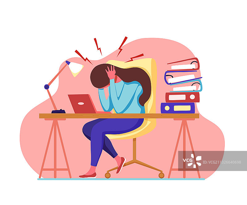 女人偏头痛抱着头图片素材