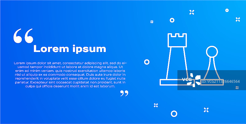 蓝色背景上的白色线条象棋图标图片素材