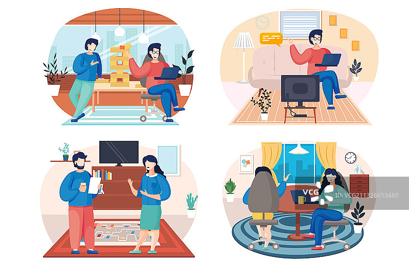 居家交谈的家庭成员图片素材