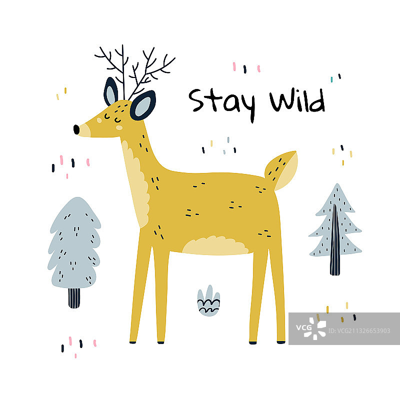 可爱的鹿图案儿童房装饰画图片素材