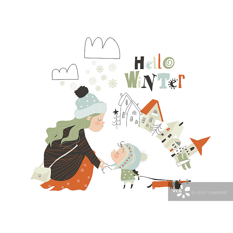 漂亮的母亲帮助她的女儿系鞋带图片素材