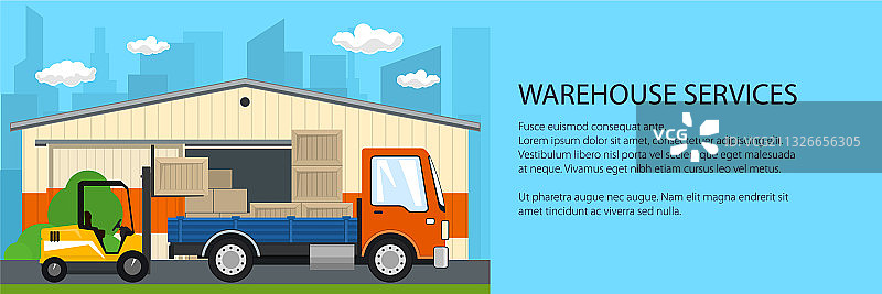 叉车从卡车上装卸箱子图片素材