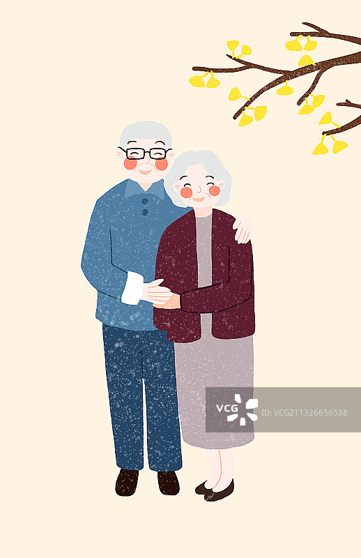 老夫妻插画图片素材