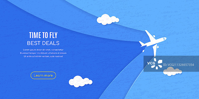 蓝色天空云层上的飞机图片素材