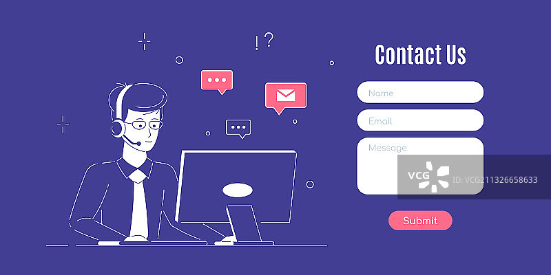 扁平风格的联系我们网页设计模板图片素材