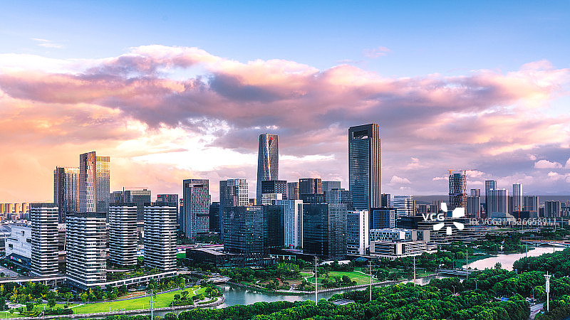 宁波东部新城晚霞图片素材