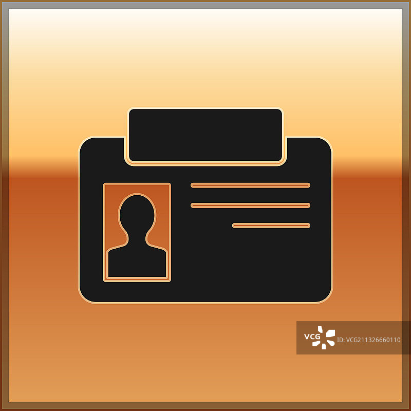 金色背景上的黑色身份识别徽章图标图片素材