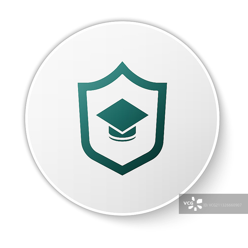 绿色毕业帽与盾牌图标图片素材