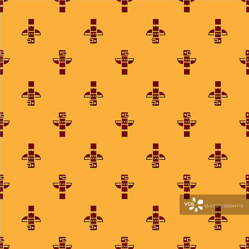 红色加拿大图腾柱图标无缝隔离背景图片素材