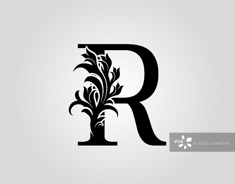 字母R的奢华复古Logo图标图片素材