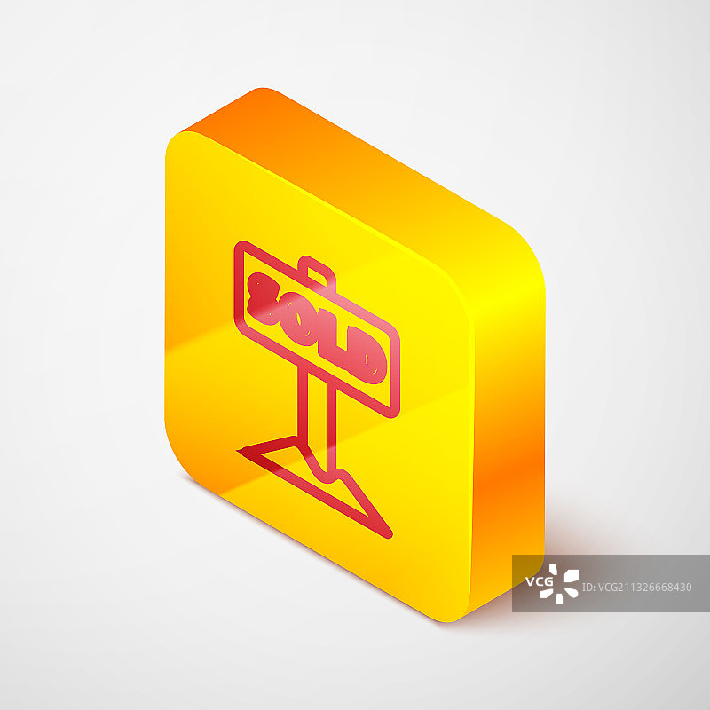 2.5D“已售”文字悬挂标志线条图标图片素材