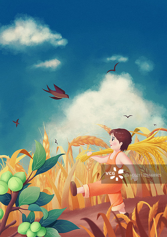 二十四节气之夏日节气——芒种竖版无文字图片素材