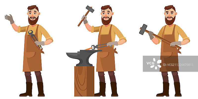 不同姿势的铁匠图片素材