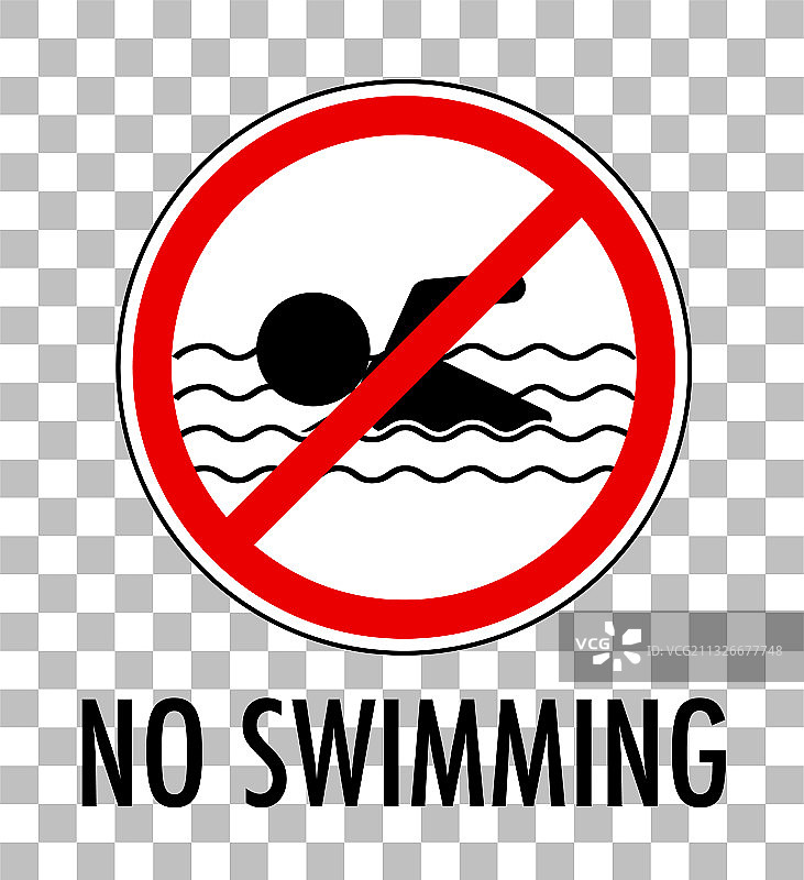 透明背景上的禁止游泳标志图片素材