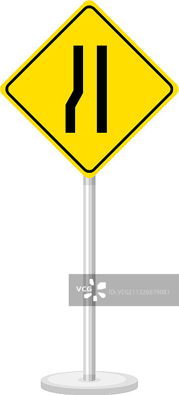 白色背景上的黄色交通警告标志图片素材