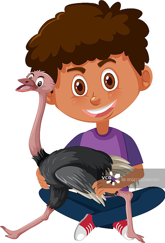 男孩拿着可爱的卡通动物形象图片素材