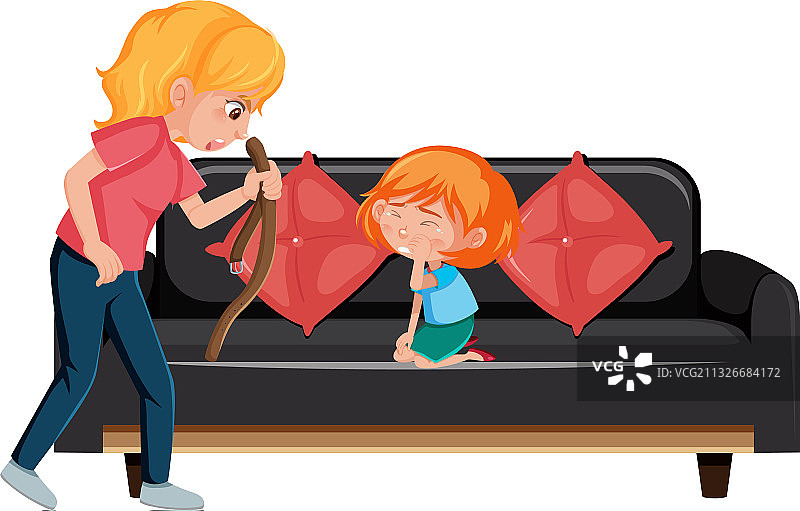 母亲责骂小女孩的场景图片素材