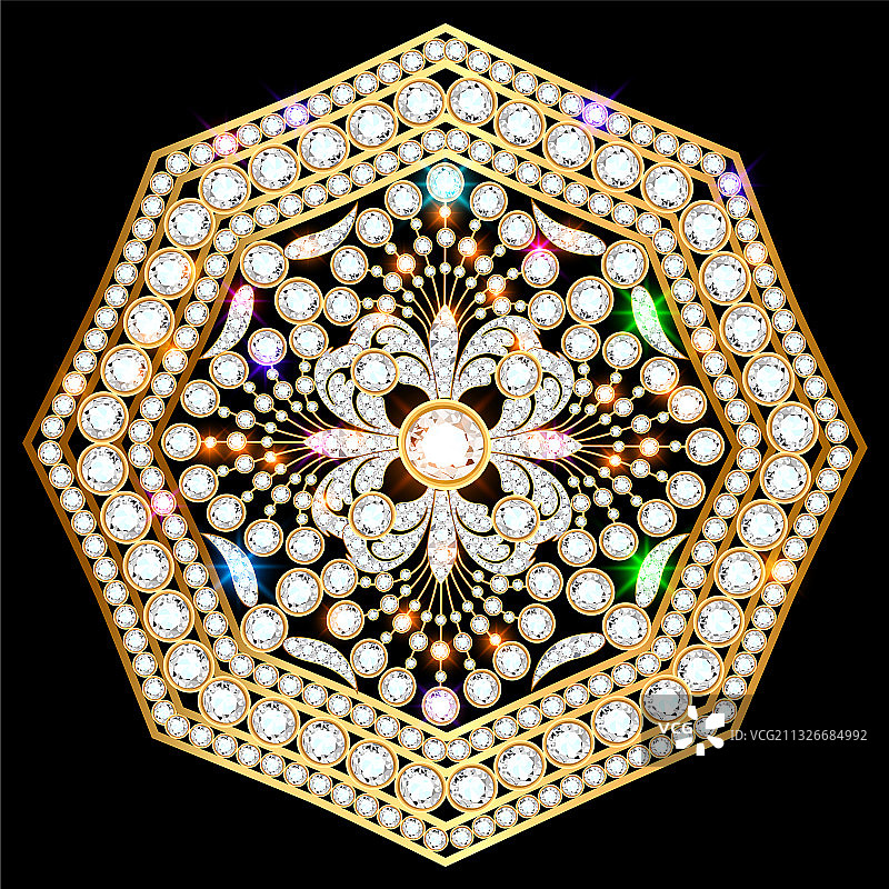 曼陀罗胸针珠宝几何设计元素图片素材