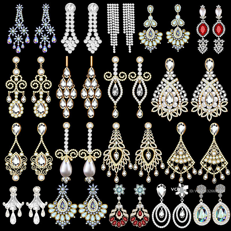 珠宝金色链条耳环图片素材