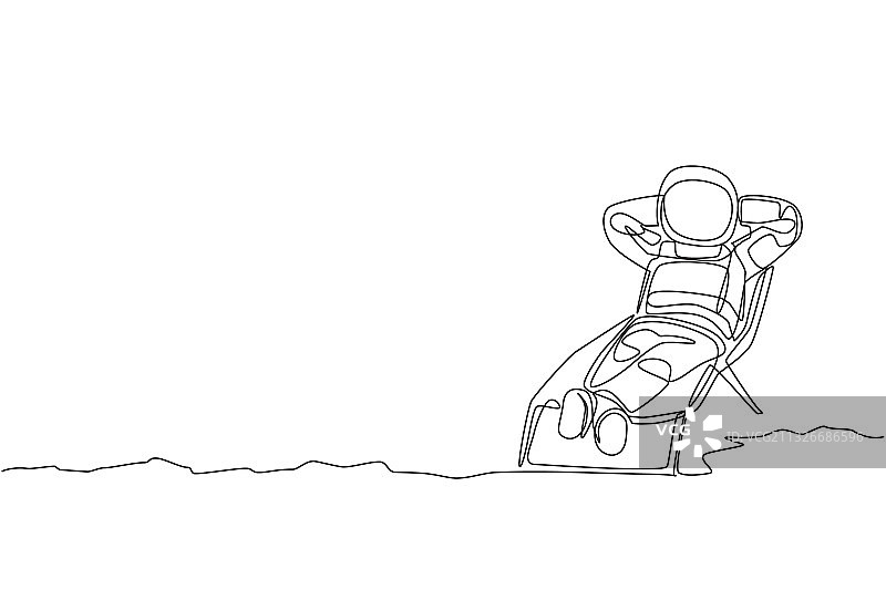 宇航员单线连续画图片素材
