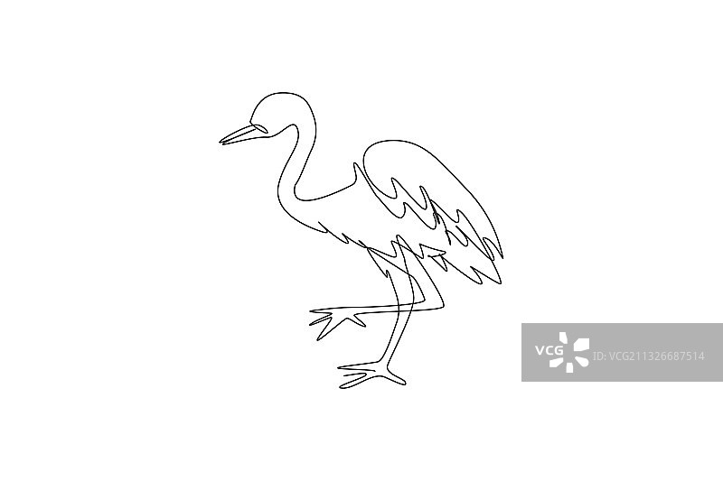 单线绘画可爱苍鹭图片素材
