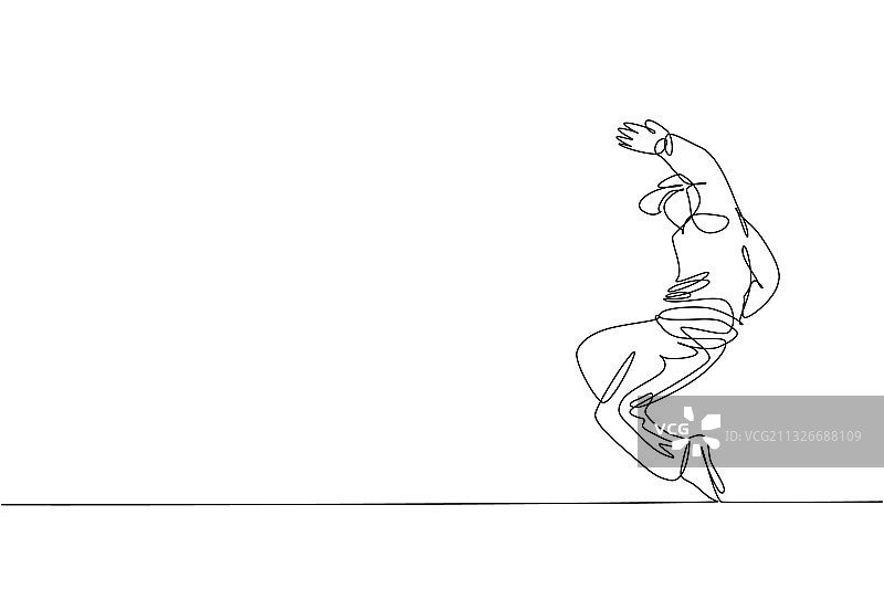 充满活力的年轻人单线连续画图片素材