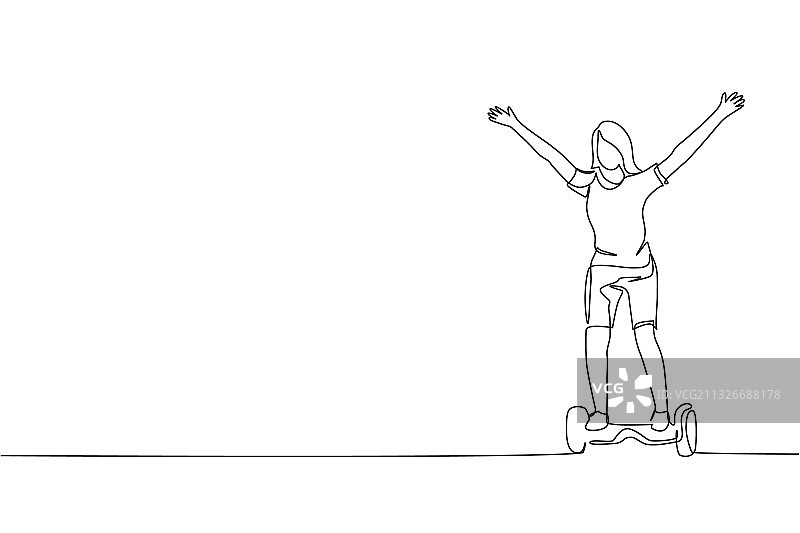 一笔画年轻快乐的女人图片素材