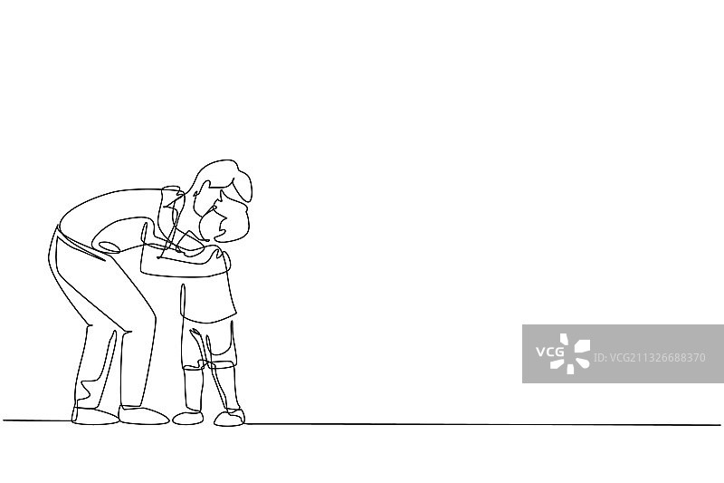 单线连续绘画：年轻的父亲图片素材