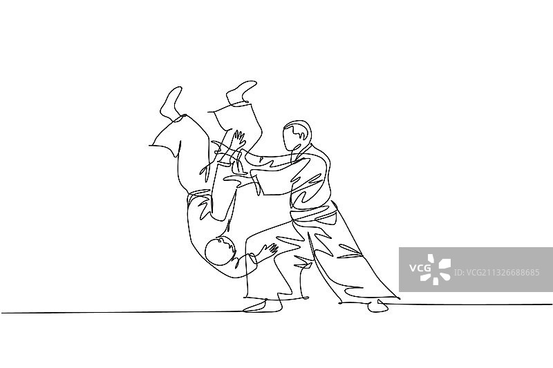 充满活力的年轻男人单线画图片素材