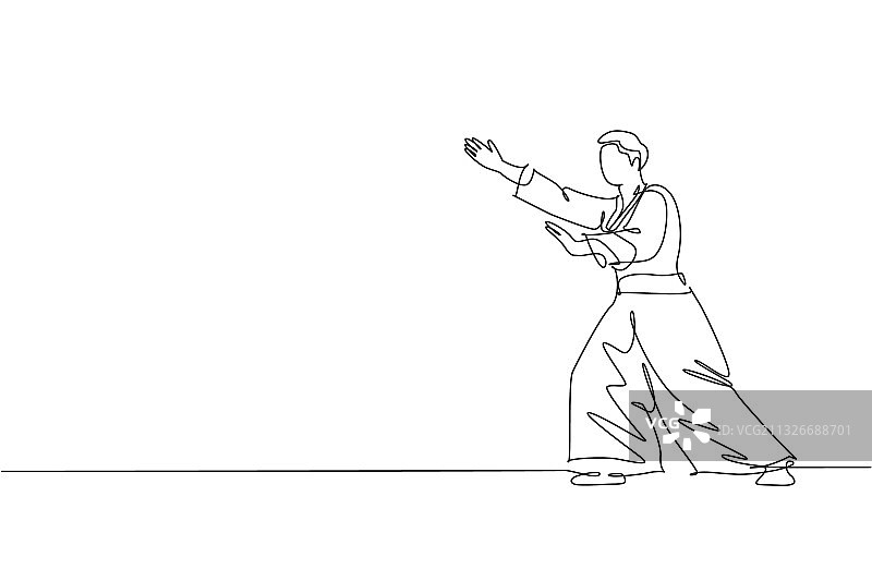 充满活力的年轻男人单线画图片素材