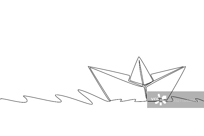 纸船连续单线画图片素材