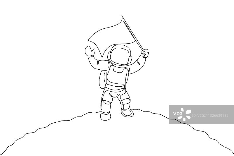 宇航员科学连续单线画图片素材