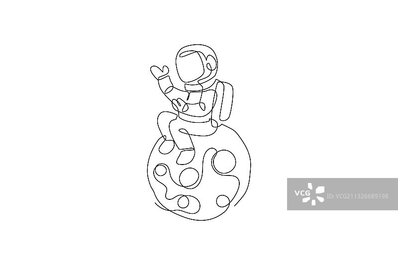 宇航员连续线条画图片素材