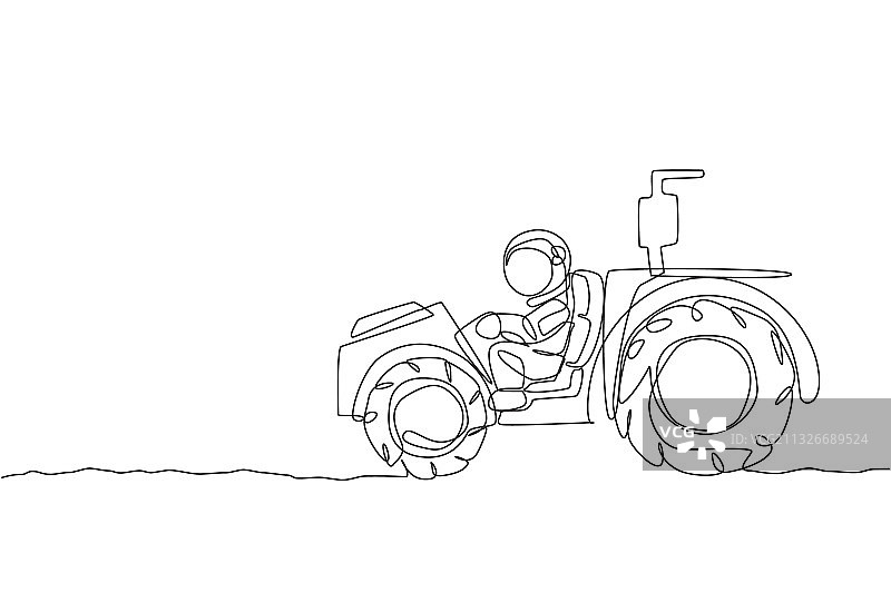 宇航员骑行单线画图片素材