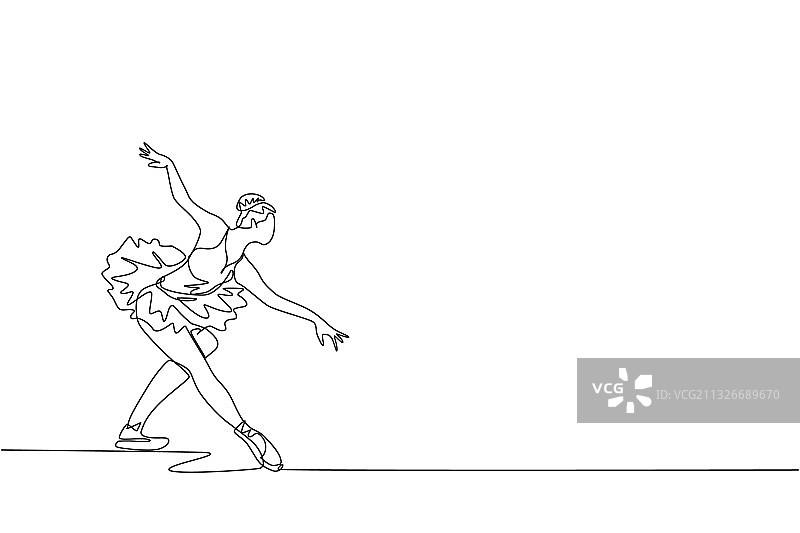 年轻美女舞者单线画图片素材