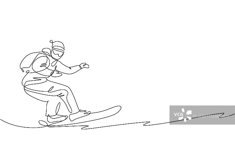 一笔画：年轻的运动型男人图片素材