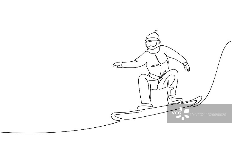 年轻运动员的单线连续画图片素材