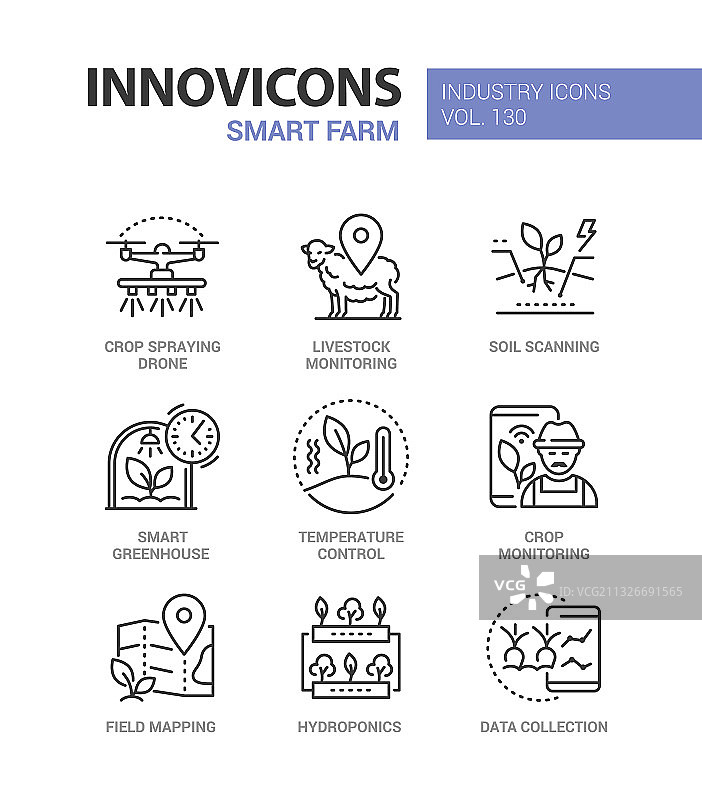 智能农场 - 现代彩色线条设计风格图片素材