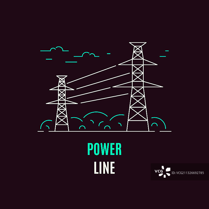 电力线供电扁平风格图标图片素材
