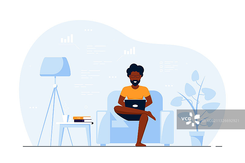 坐在椅子上的年轻非洲裔男子图片素材