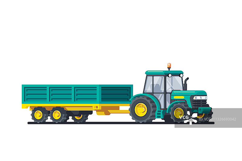 白色背景上的拖拉机与拖车图片素材