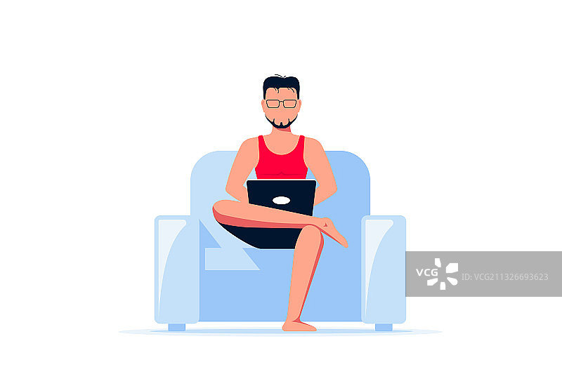 坐在椅子上工作的白人男子图片素材