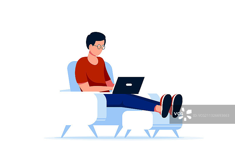 坐在椅子上工作的白人男子图片素材