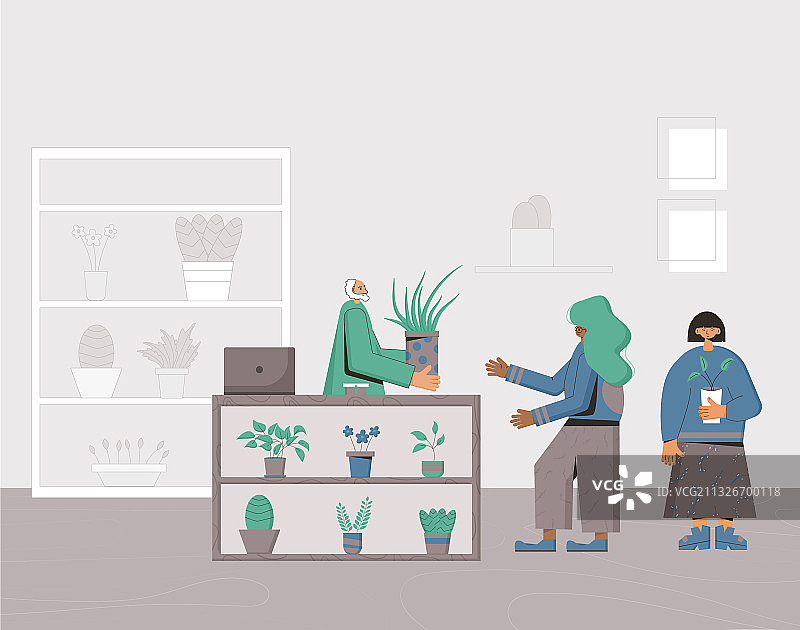 手捧室内盆栽的男人图片素材