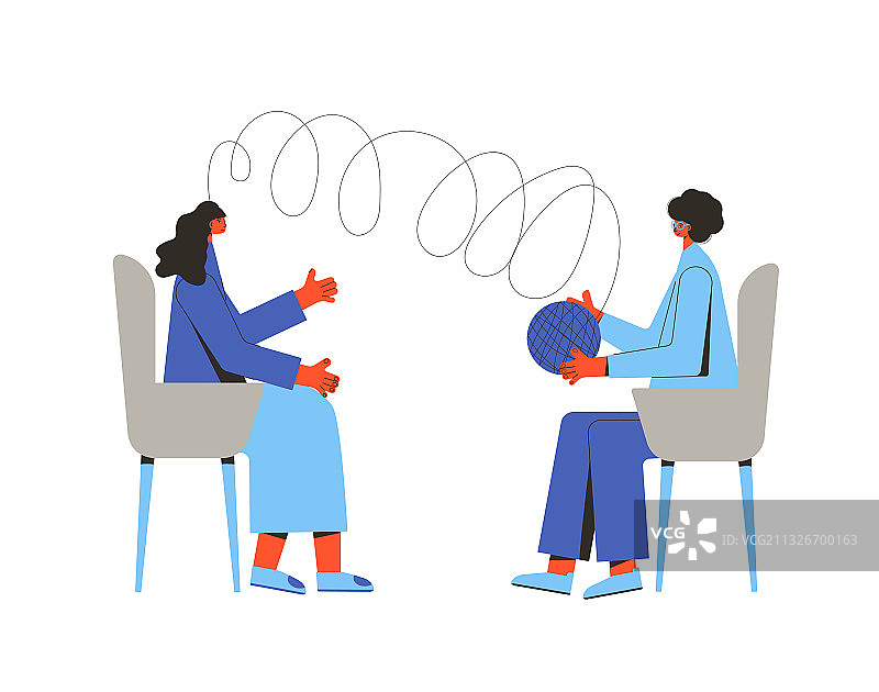 心理健康治疗彩色扁平插画图片素材